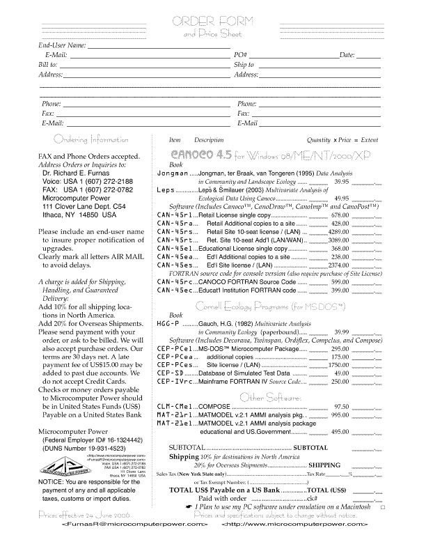 Order Form/Price Sheet in GIF format