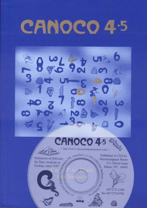 [A color picture of the Canoco 4.5 Manual with CD is shown.]